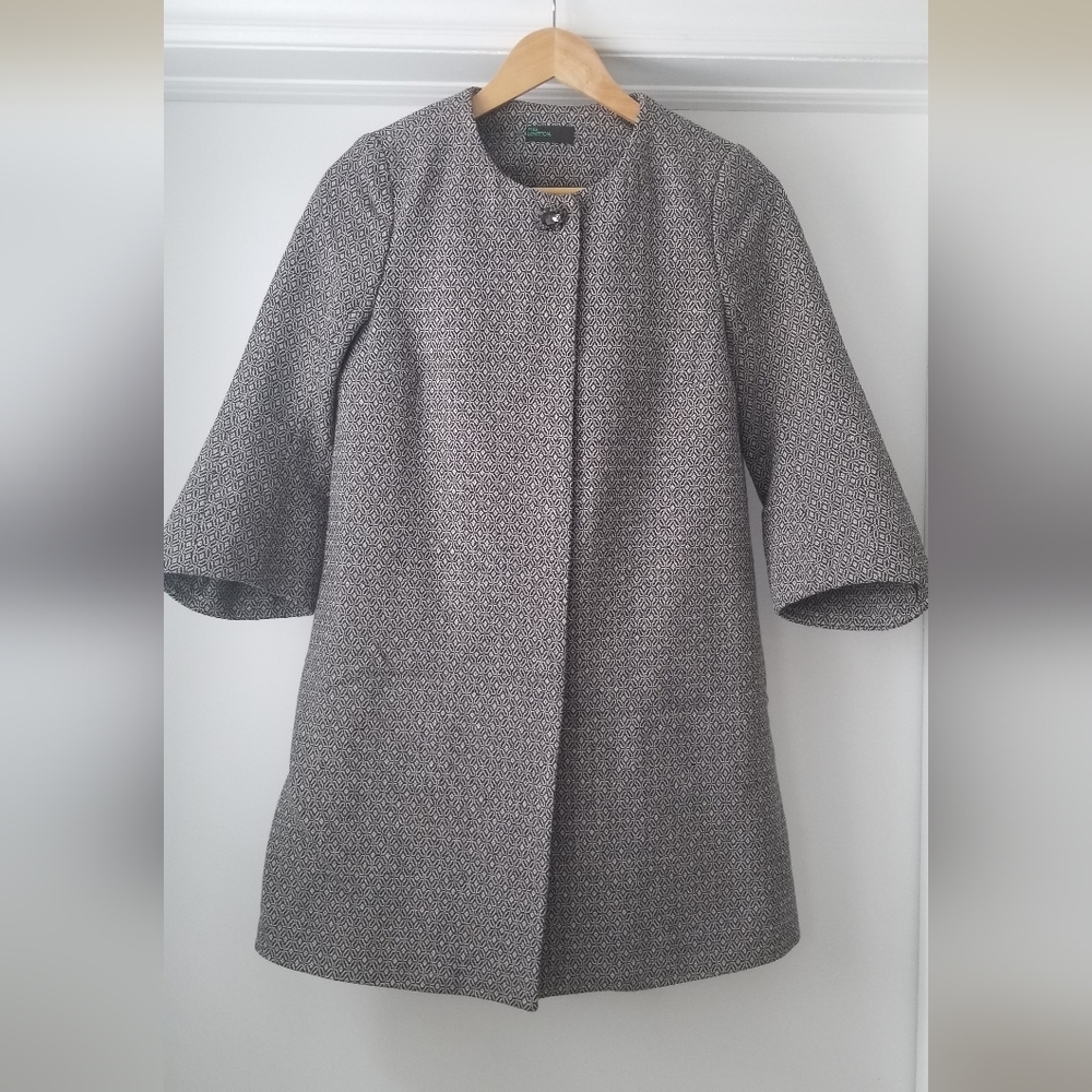 Elegant Navy And White Women's Coat
